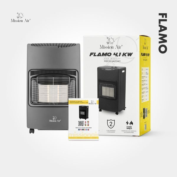 Портативний&nbsp;газовий обігрівач FLAMO 3 режими потужності (1400 Вт, 2750 Вт, 4100 Вт) + шланг + редуктор, Польща G1013 фото