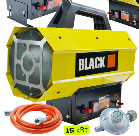Газовий обігрівач /&nbsp;Газова теплова гармата (дуйка) 15 кВт BLACK (Пропан/Бутан) + шланг і редуктор (Польща) 55063 фото